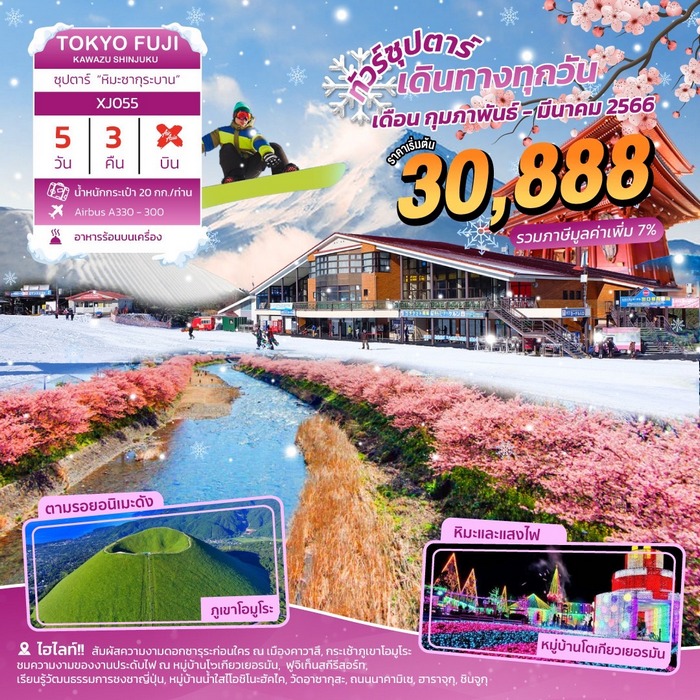 ทัวร์ญี่ปุ่น ซุปตาร์ หิมะซากุระบาน TOKYO FUJI SHINJUKU 5วัน 3คืน
