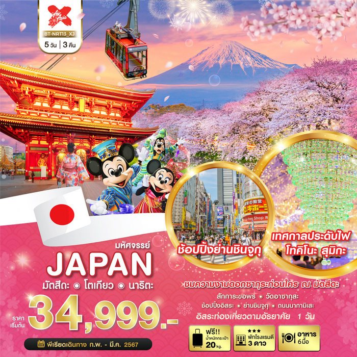 ทัวร์มหัศจจรย์ JAPAN มัตสึดะ โตเกียว นาริตะ 5วัน 3คืน
