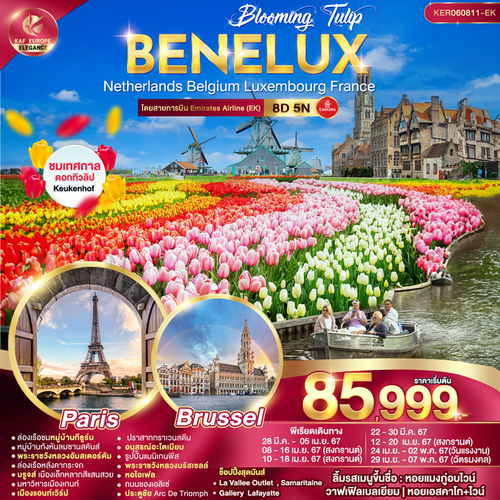 BLOOMING BENELUX NETHERLANDS BELGIUM LUXEMBOURG FRANCE 8วัน 5คืน