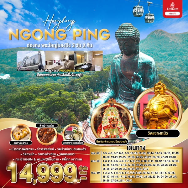 ทัวร์ฮ่องกง พระใหญ่นองปิง 3วัน 2คืน บินEK