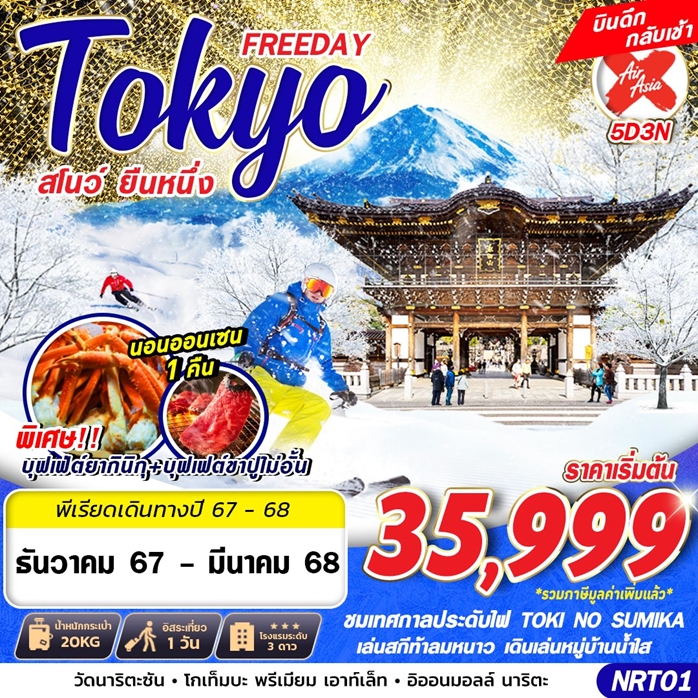 ทัวร์โตเกียว TOKYO สโนว์ ยืนหนึ่ง 5วัน 3คืน