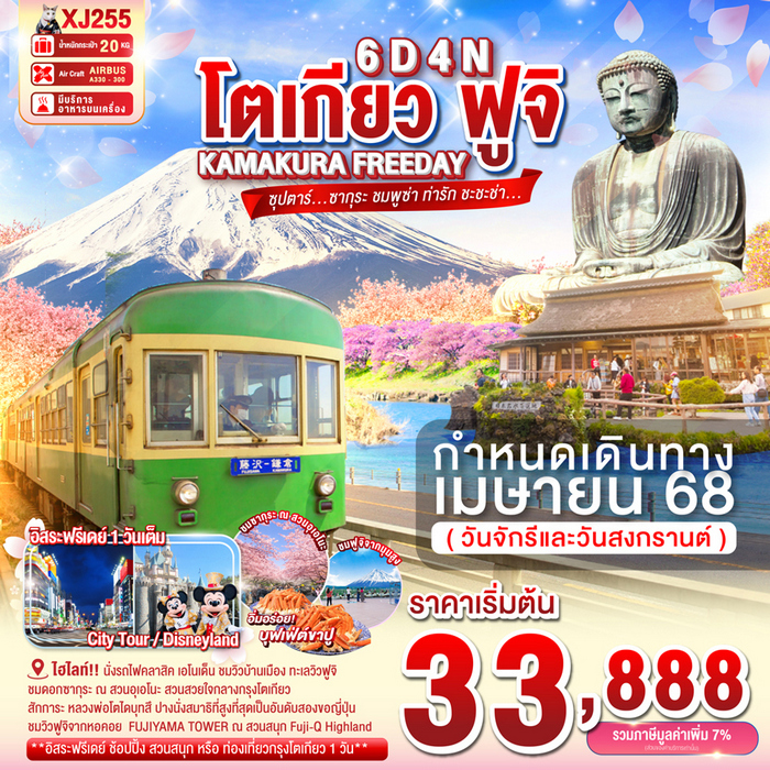 ทัวร์โตเกียว ซากุระ ชมพูซ่า ท่ารัก ชะชะช่า 6วัน 4คืน