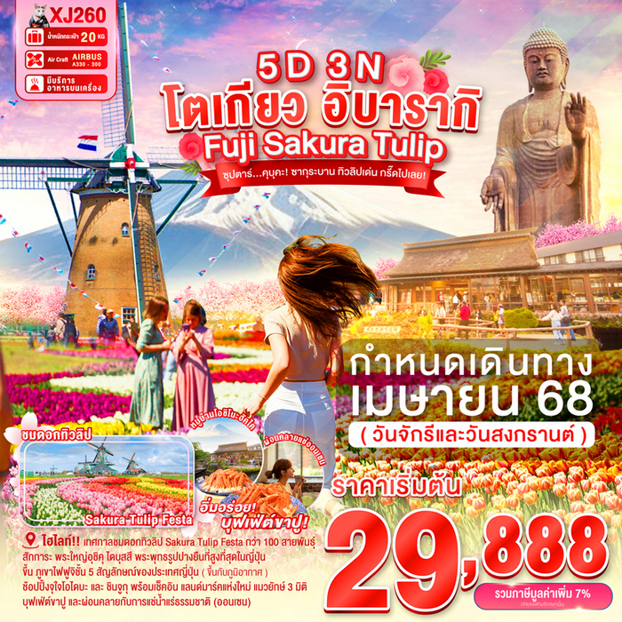 ทัวร์โตเกียว คุบุคะ! ซากุระบาน ทิวลิปเด่น กรี๊ดไปเลย! 5วัน 3คืน