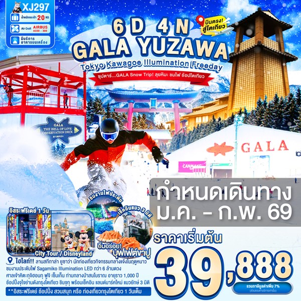 GALA Snow Trip! ลุยหิมะ ชมไฟ ช้อปโตเกียว 6วัน 4คืน
