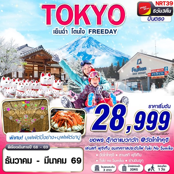 ทัวร์ญี่ปุ่น TOKYO WINTER เย็นฉ่ำ โดนใจ (ฟรีเดย์) 5วัน 3คืน