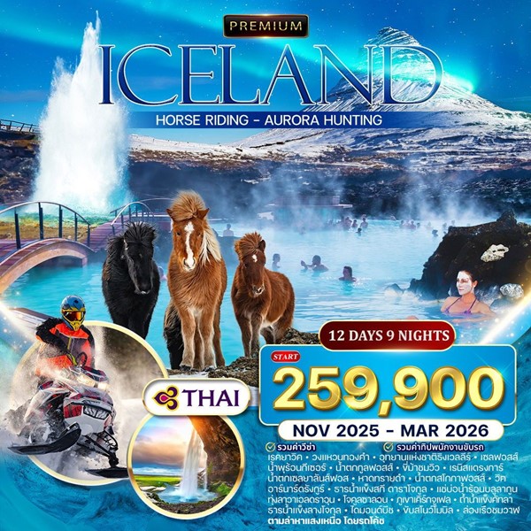 ทัวร์ไอซ์แลนด์ 12 วัน 9 คืน ตามล่าแสงเหนือ (TG)