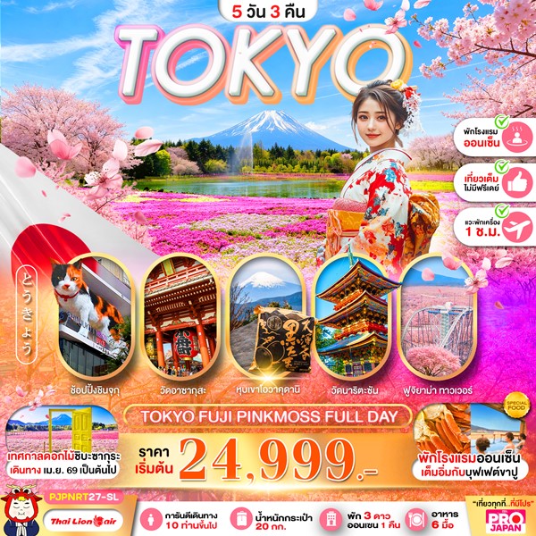 ทัวร์โตเกียว TOKYO FUJI PINK MOSS FULL DAY 5วัน 3คืน