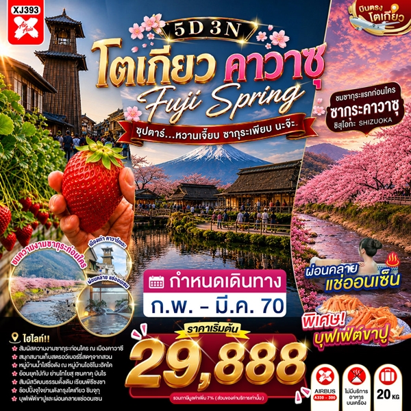 ทัวร์โตเกียว หวานเจี๊ยบ ซากุระเพียบ นะจ๊ะ 5 วัน 3 คืน